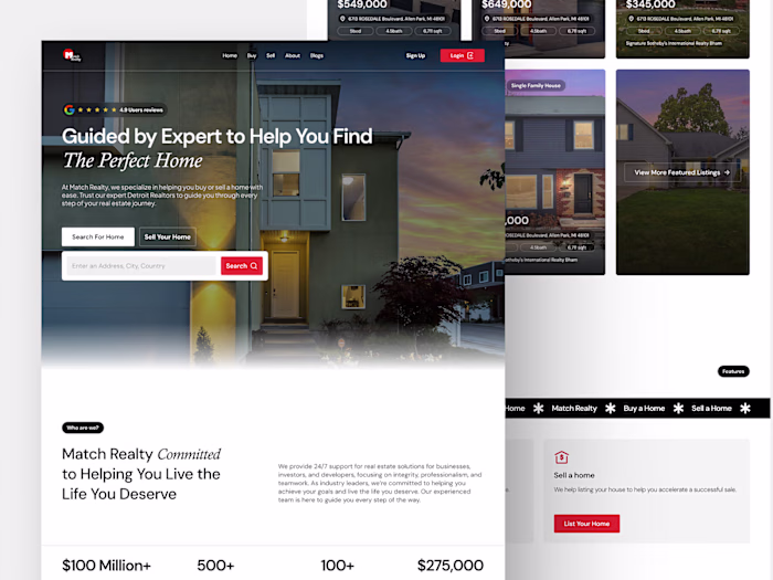 Match Realty Website Redesign for Enhanced UX