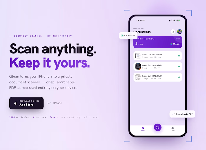 Glean — Private, On-Device iPhone Document Scanner