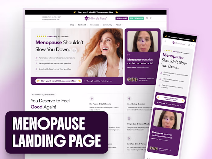Intimate Rose Menopause Landing Page Design