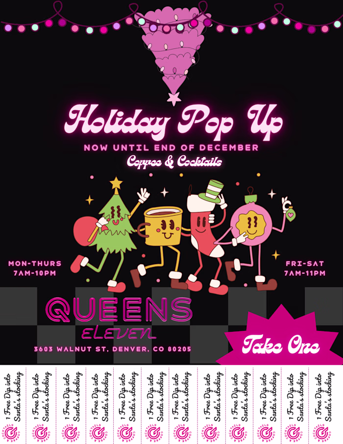 Holiday Bar Pop-up Marketing for Queen's Eleven