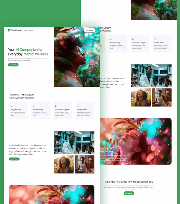 Framer Landing page design for a mental wellness brand