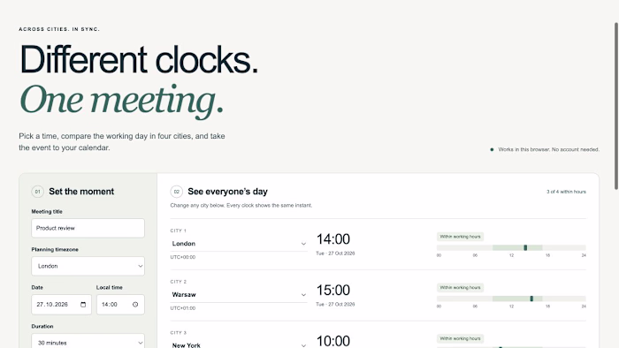 Timebridge — JavaScript Time-Zone Planner