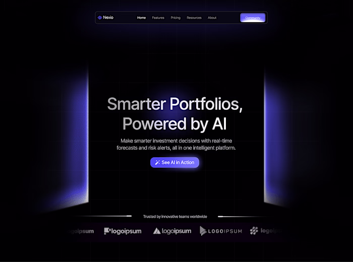 Website landing page hero section design