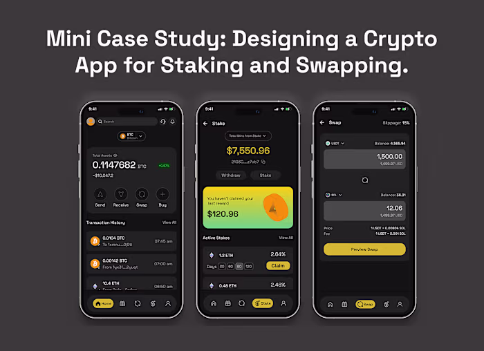 Mini Case Study: Crypto App for Staking and Swapping.
