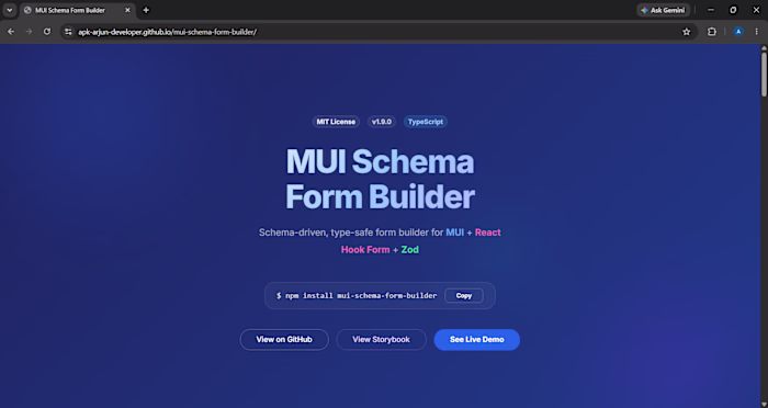 Schema-driven form builder for MUI