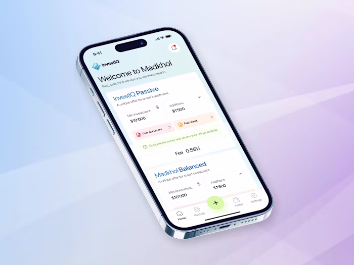 InvestIQ — Passive Investment Mobile App Design