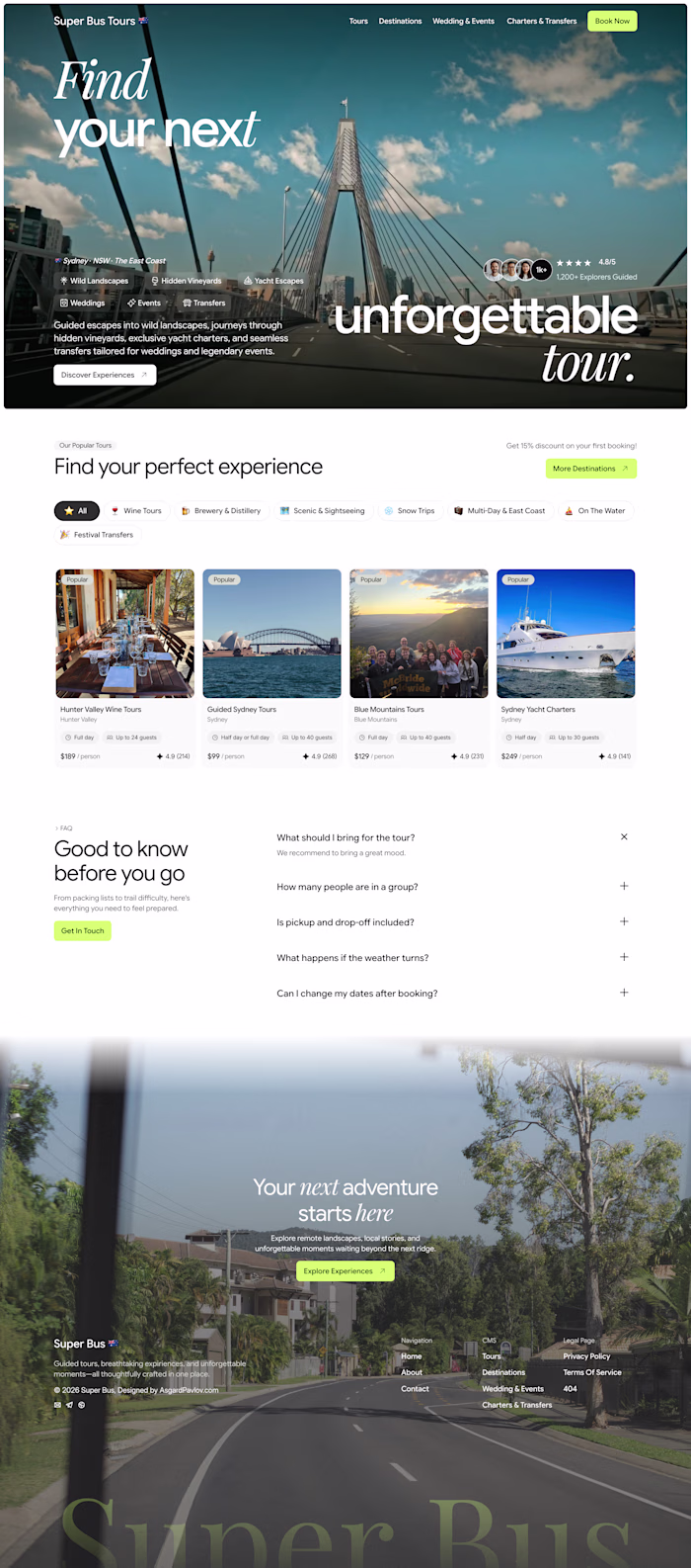 A Demo Site Design for Bus Tours Company in AU 🇦🇺