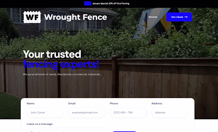 Website for a fencing company 