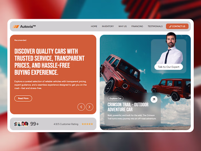 Car Company Profile Hero Section Slider Exploration Design