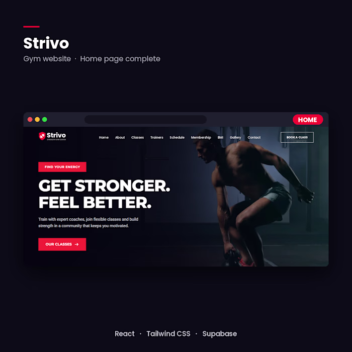 Strivo, a gym website built