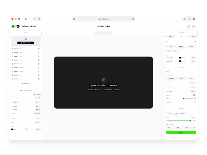 TheTicker Studio — Motion Design Tool