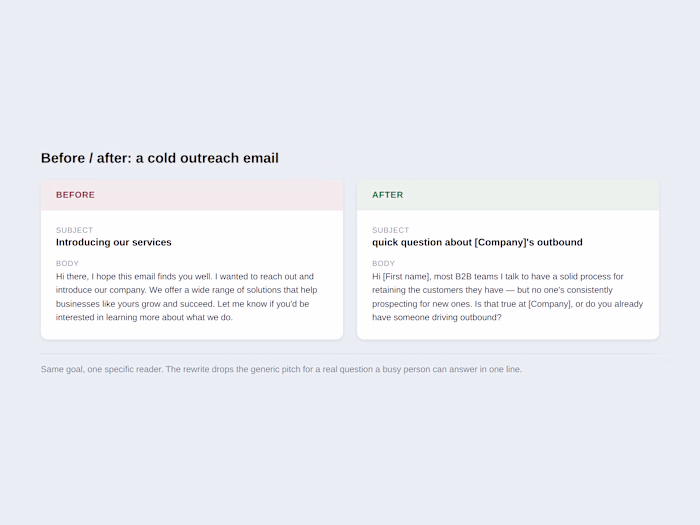 A before/after rewrite of a