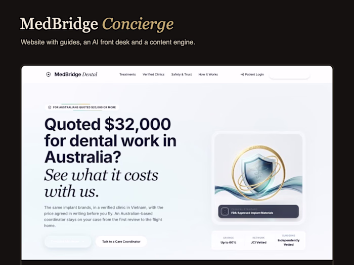 MedBridge Concierge: website with an AI front desk