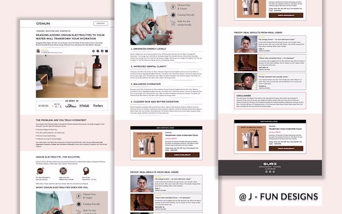 Advertorial landing page(mockup) for Oshun