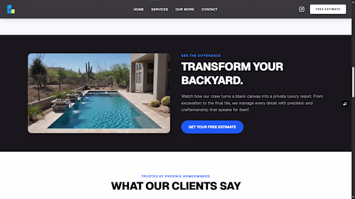 Elegant Digital Storefront for Exclusive Pool Builders