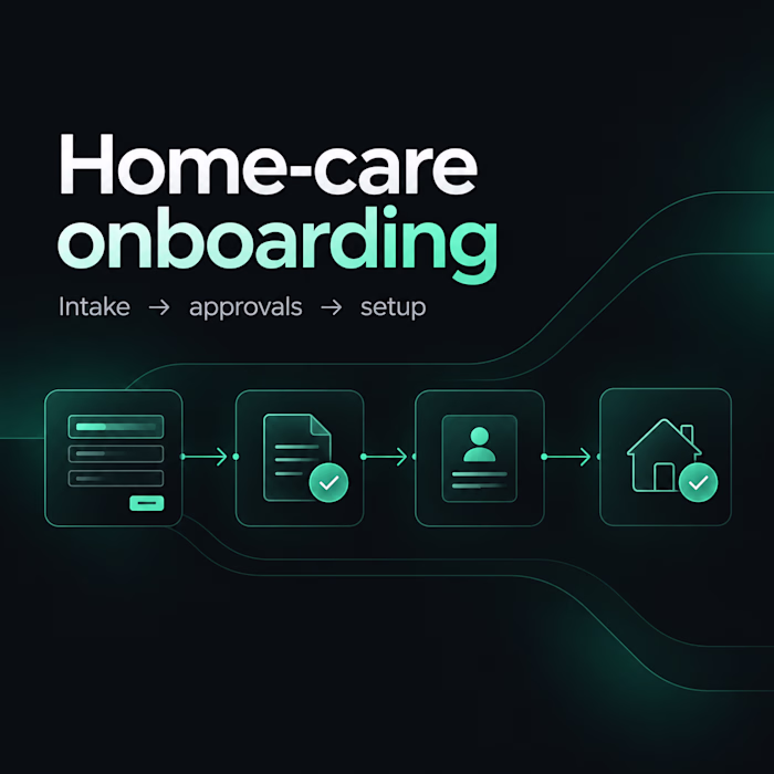 Home-care onboarding — Intake, approvals, setup