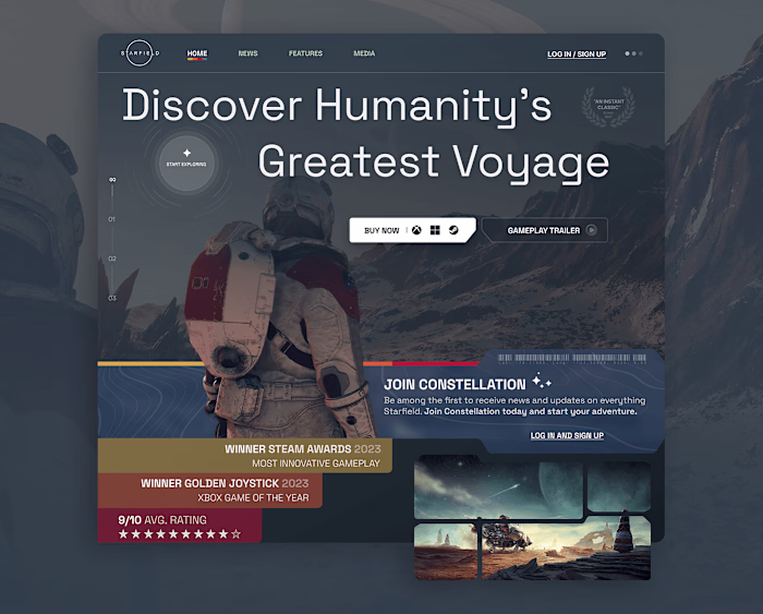 Starfield Game Website Design Concept 