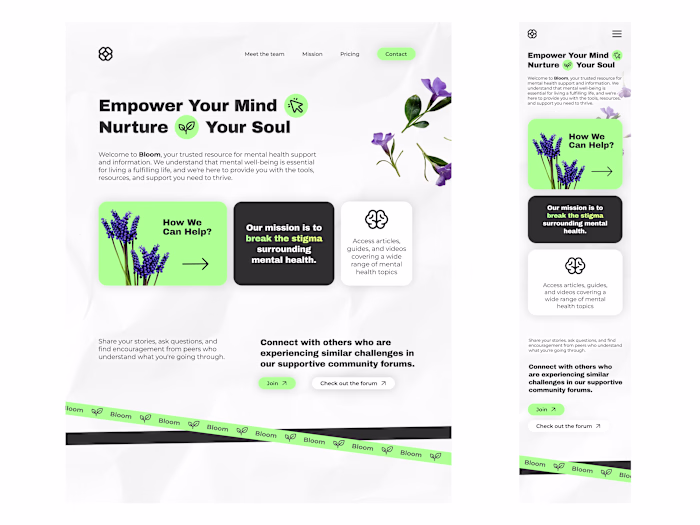 Mental Health Website - Landing page concept