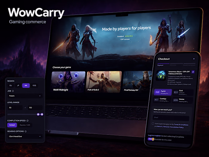 WowCarry — Gaming Storefront and Checkout Experience