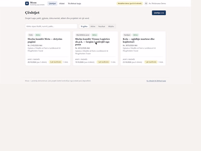 Moza: AI assistant for Albanian law firms