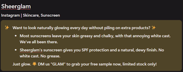 Instagram Ad Caption — Skincare/Sunscreen