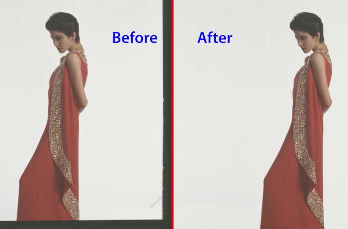 Red Sari Before & After