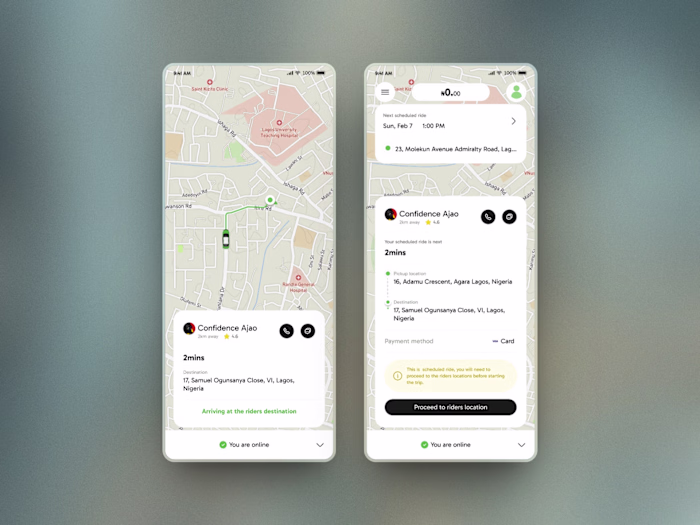 ProTaxi Drivers Arriving Tracker and Schedule Ride View