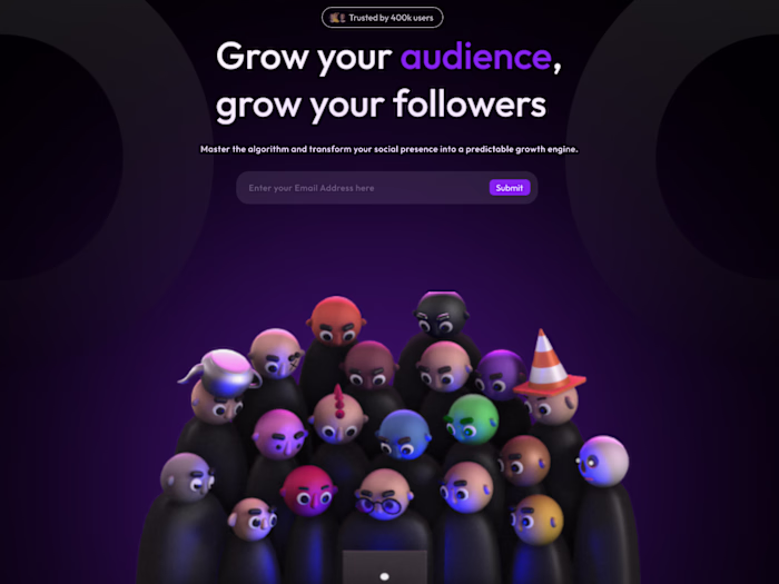 This dark-themed SaaS landing page