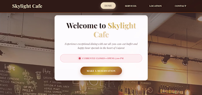 Reservation and Landing page for an aesthetic cafe.