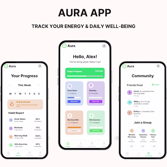 Aura Health & Wellness App Design