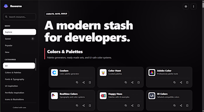 A modern developer resource hub