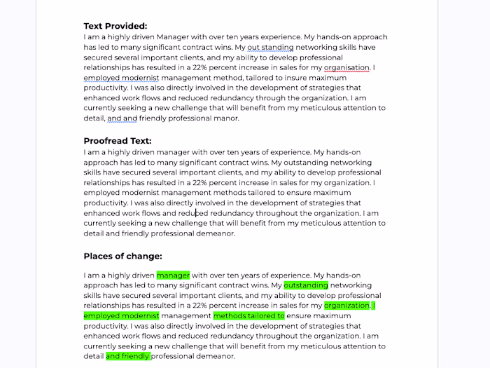 Proofreading Personal Statement - Experienced Manager