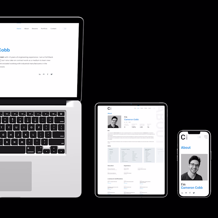 UX/UI Design for Personal portfolio website - Cameron Cobb