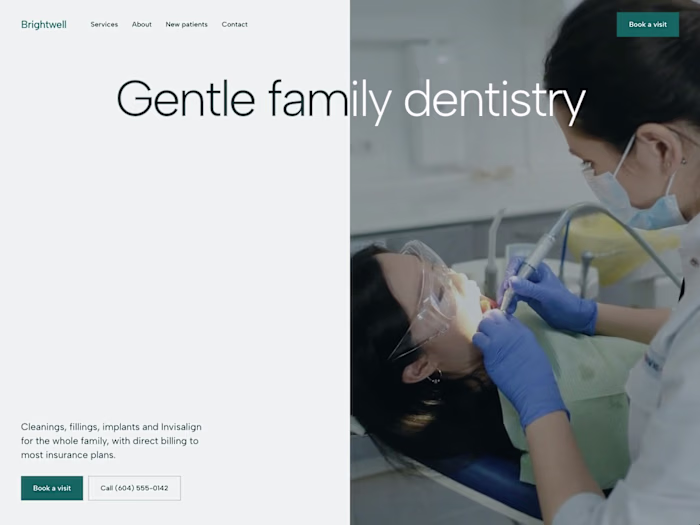 Dentist Website Template for Framer: Brightwell