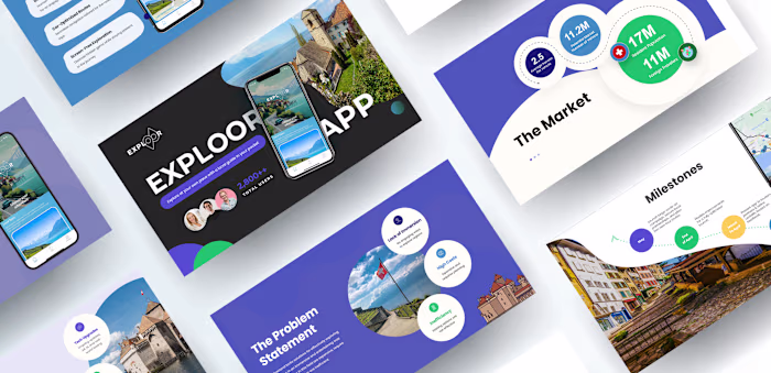 Exploor App Travel Experience Pitch Deck Design