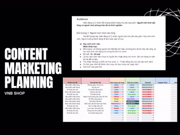Content Marketing Planning for Badminton Shop