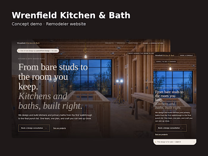 Wrenfield Kitchen & Bath: a remodeler's site (concept demo)