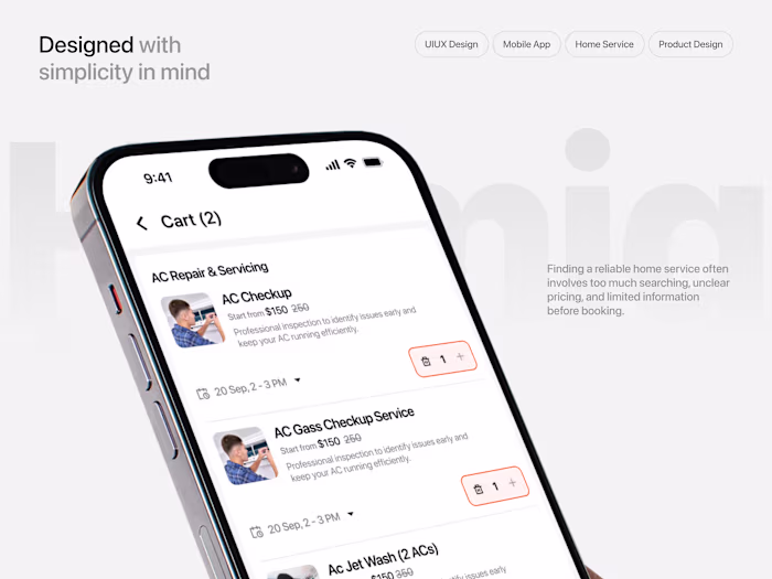 Homiq — Service Selection & Cart Design
