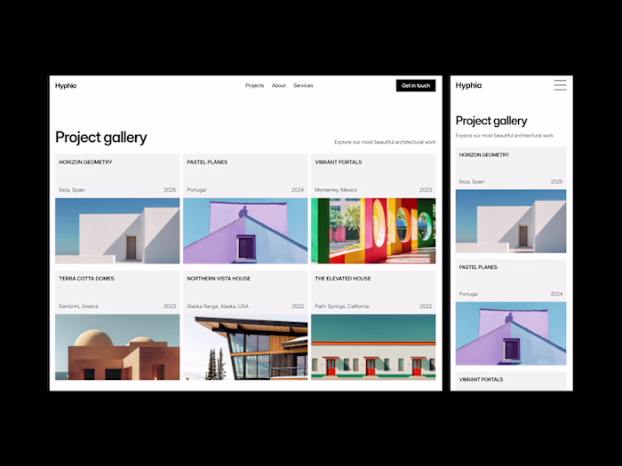 Project gallery design for an architecture studio website I'...
