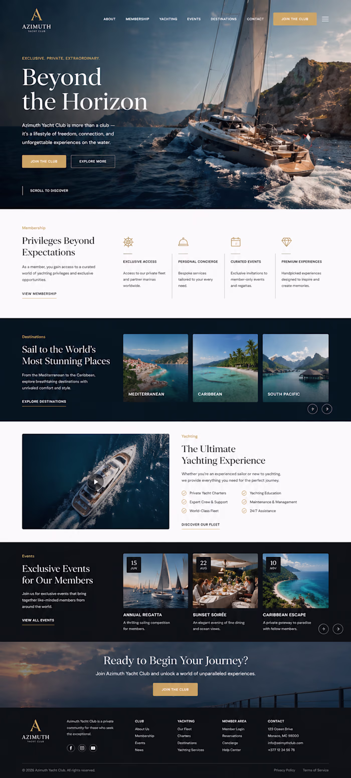 Yacht Club Wordpress Landing ⚓︎
A