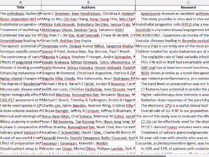 Extract publications from PubMed based on research topics