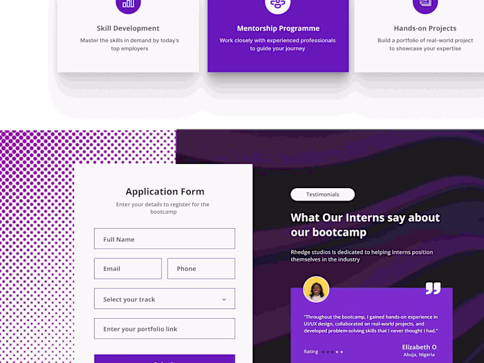 LANDING PAGE DESIGN FOR CREATIVE BOOTCAMP
