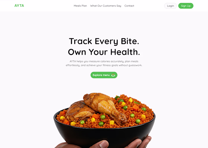 Ayta Website — Simplifying Meal Planning for Weight Goals
