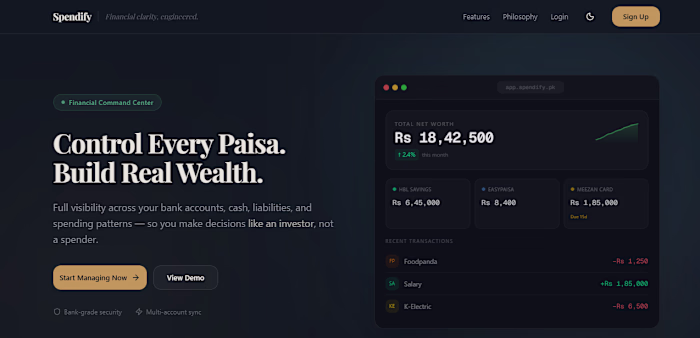 Spendify Finance Dashboard Design and Development