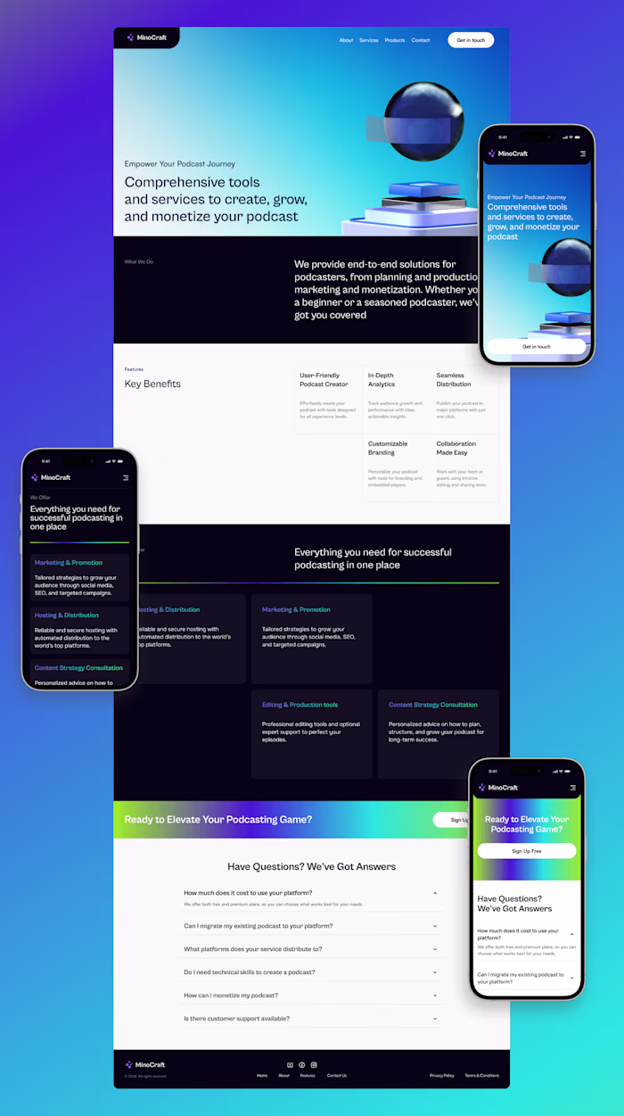 Podcast Creator Platform - Landing Page Design