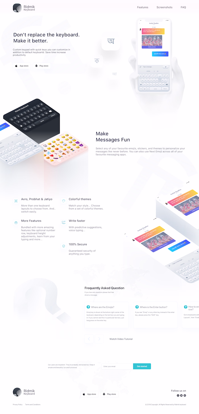 Ridmik Keyboard landing page