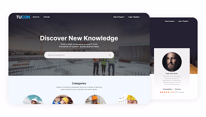 Website for finding and viewing construction tutorials
