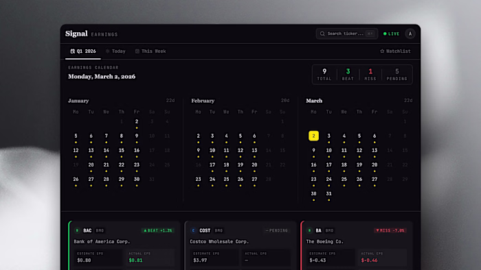Signal - Real-time earnings Web-application