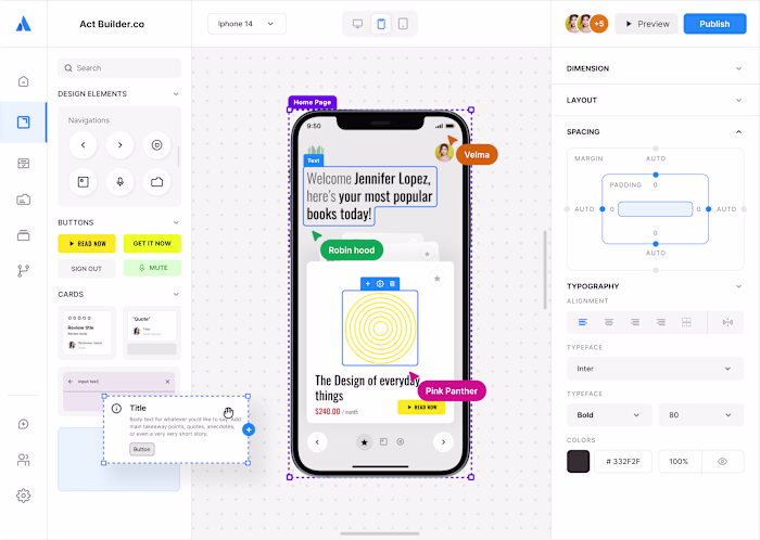 Intuitive No-Code Mobile App Builder Design