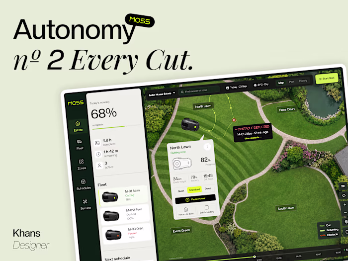 MOSS:  Autonomous Lawn Care Dashboard | SaaS UI/UX Design